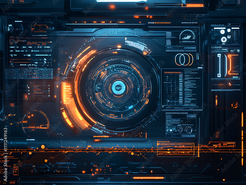 Leinwandbilder artificial intelligence with machine deep learning and data mining and other modern user interface, 
