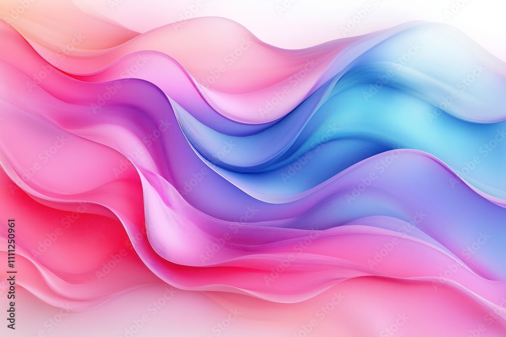 Aufkleber Abstract design with soft pastel colors. Pink blue wavy blurred lines create dynamic wave background. Pastel hues create calming, visually appealing effect. Abstract patterns, vibrant colors. Design