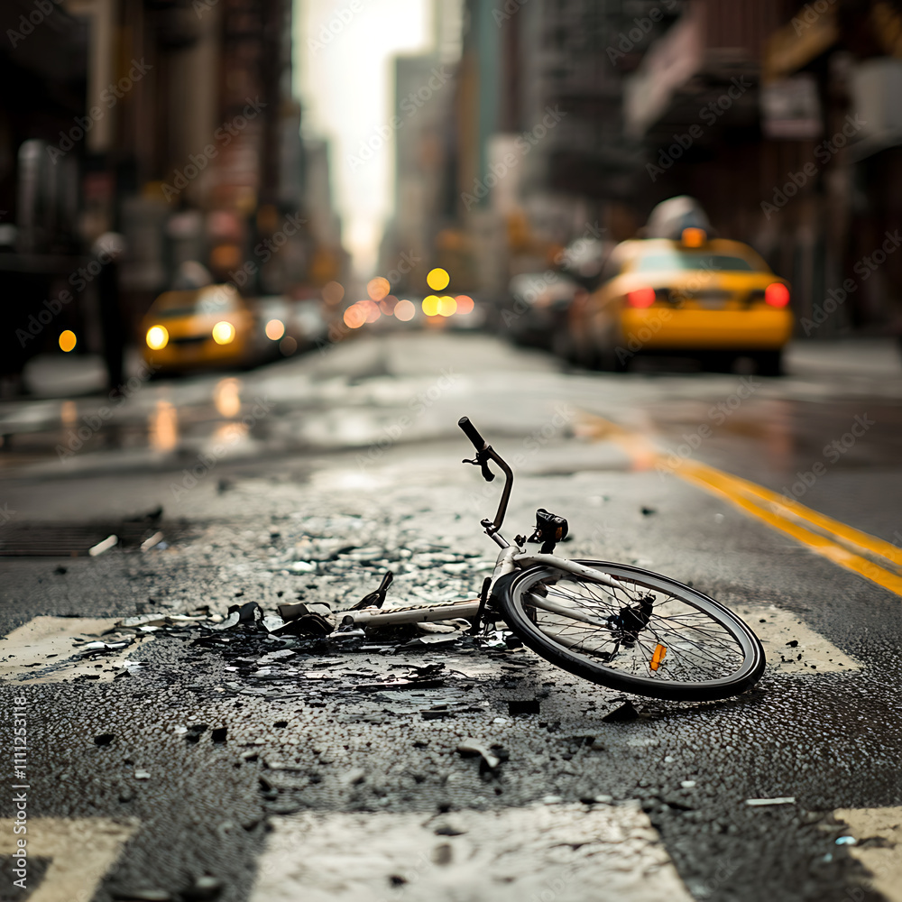 Aufkleber A image by capturing the aftermath of a bicycle crash on a city road
