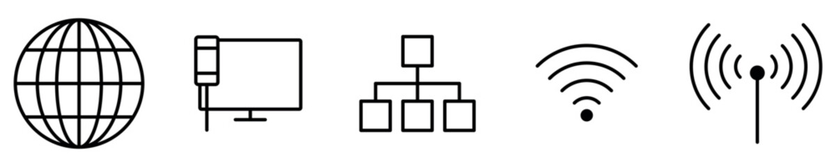 Internet icon set. Containing online, computer, network, website, server, WiFi icon set.