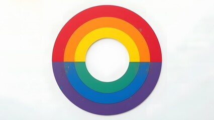 The letter o is beautifully painted in the vibrant colors of the rainbow