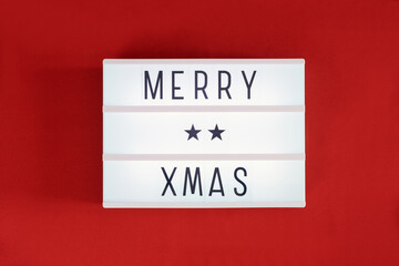 Light box with merry xmas message.