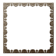 Vintage floral ornamental border in baroque engraving style