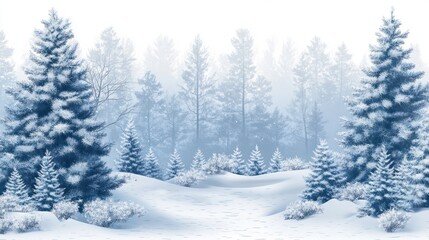 Fototapeta premium Winter coniferous forest on a transparent background