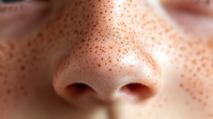 Fototapeta premium Close-Up of a Nose with Freckles and Smooth Skin Texture