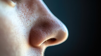 Fototapeta premium Close-Up of Human Nose with Details of Skin Texture and Pores