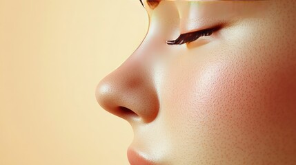 Close-Up Profile of Female Face with Soft Skin and Relaxed Expression