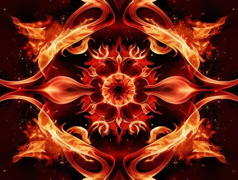 Blazing fire abstract background with random artistic design and rays placement - Powered by Adobe