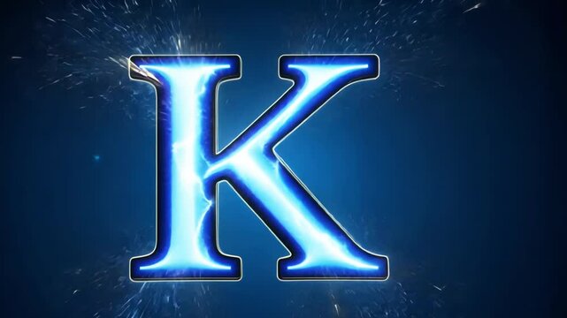 Electric letter K with blue lights and glow.