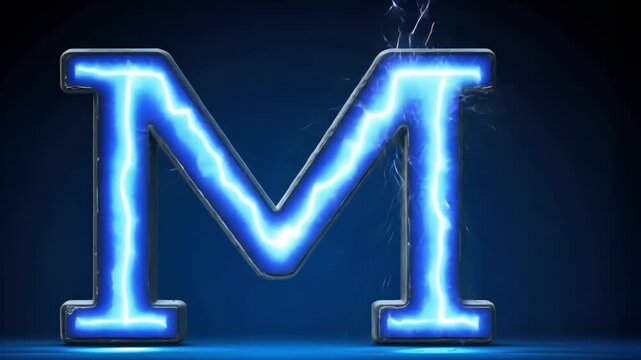 Electric letter M with blue and yellow lightning.