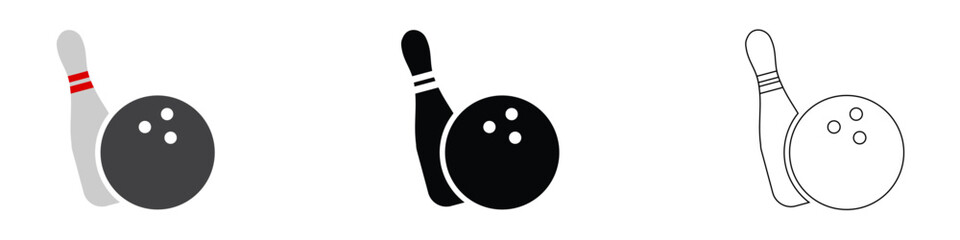 bowling pin, gutter ball sport vector pictogram sign icon symbol ui and ux design, glyphs and stroke line