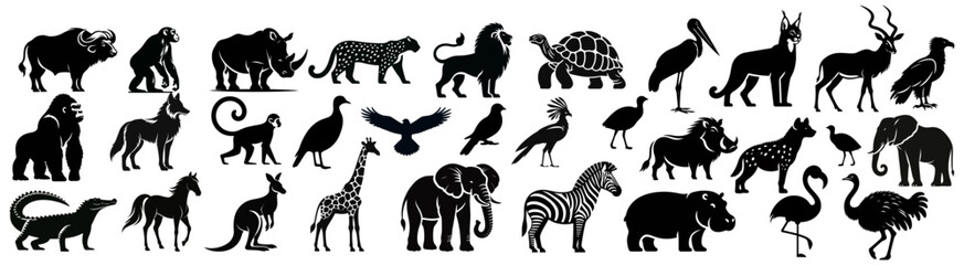 set silhouettes of African animals © Vasyl Yurlov