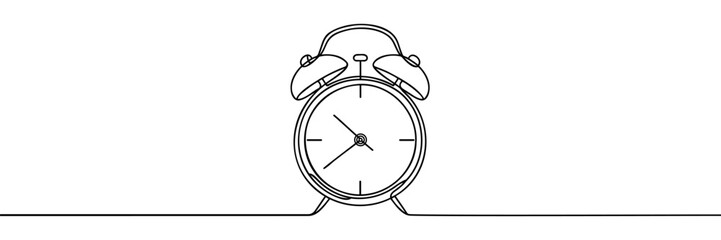 Single one line drawing alarm clock Waiting for time change.