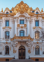 Fototapeta premium Baroque Style Ornate Building with Golden Decorative Details