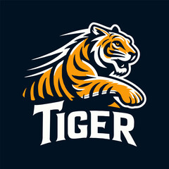 the tiger logo is on a dark background
