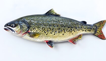 Fototapeta premium Arctic Char with Vibrant Scales on a White Background