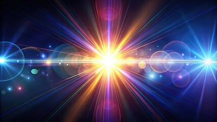 Obraz premium Shiny optical lens flares on lights in the background, lights, optical, lens flares, shiny, illuminated, glow, abstract