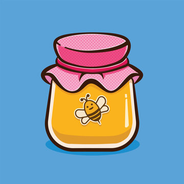 Honey Jar Cartoon Vector Icon Illustration Food Object Icon Concept Isolated Flat Cartoon