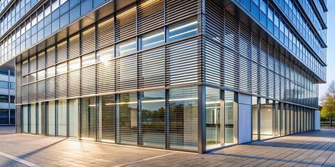 Modern glass building with blinds , architecture, contemporary, office, urban, exterior, facade, glass, windows