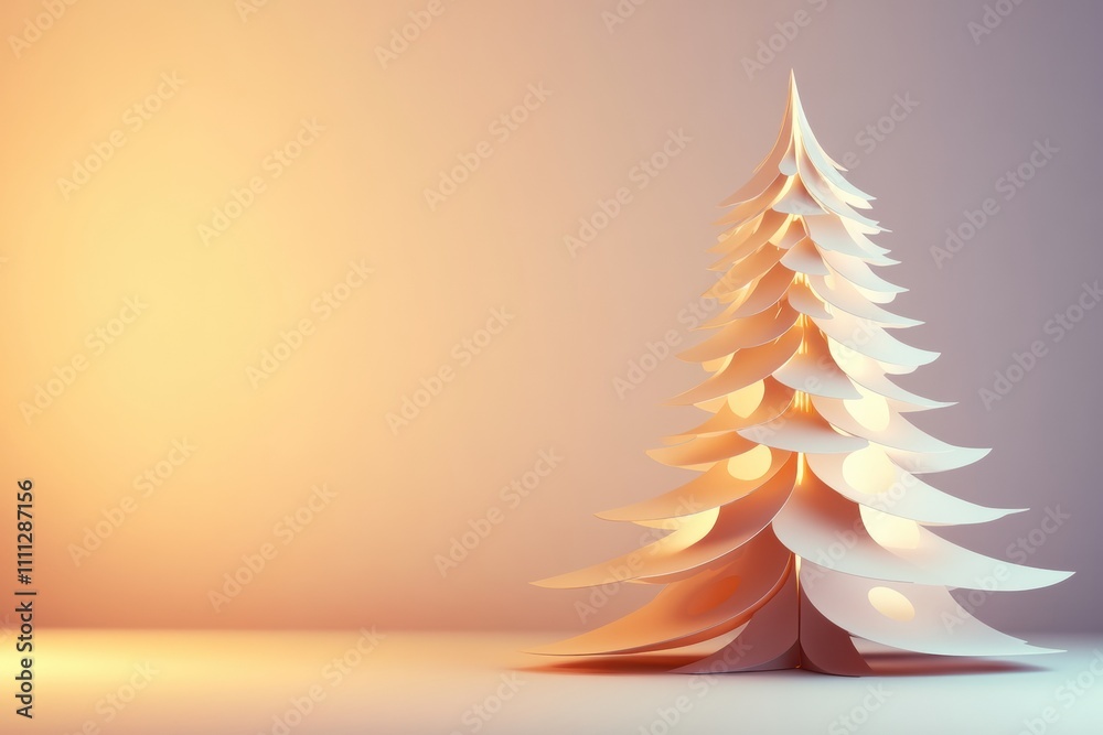 Poster a layered 3d paper christmas tree stands elegantly, providing a unique blank canvas for personalized