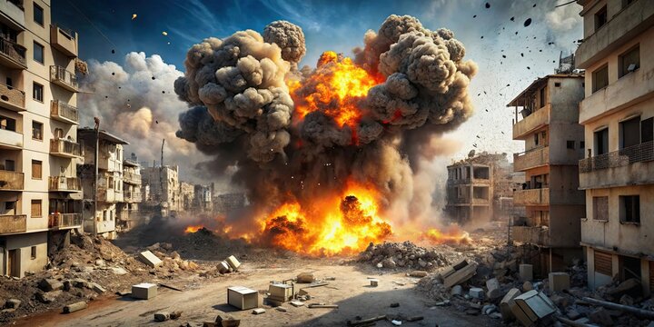Destruction and danger caused by a Euro bomb explosion , euro, bomb, explosion, destruction, danger, currency, crisis, finance