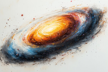 Fototapeta premium A vibrant oil painting depicts a swirling galaxy