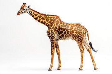 Obraz premium A Giraffe Stands Against A White Background