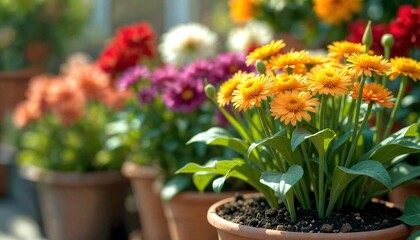 Fototapeta premium Vibrant Flowers and Plants in Hospice Garden