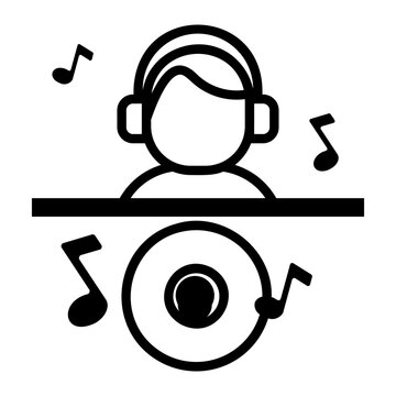 dj wearing headphones with music notes clip art preview