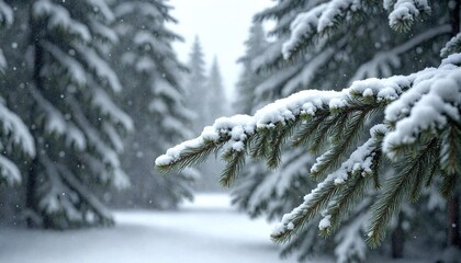 Snowy Evergreen Forest in National Geographic Style
