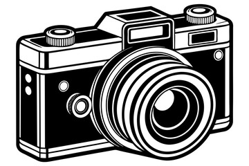 Camera under the white background vector art illustration