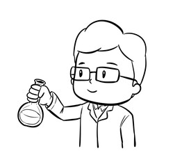 scientist digital drawing illustration isolated