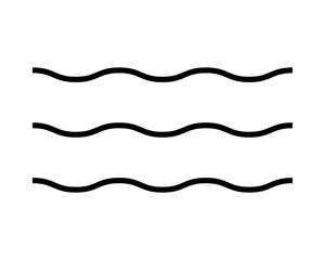 Waves icon. Undulate parallel horizontal black lines isolated on white background. Water symbol. Ocean, sea, river or lake sign. Air, wind, flow or stream pictogram. Vector outline illustration.