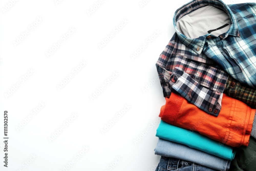 Aufkleber different styles of clothing including shirts and pants display vibrant colors against a clean white