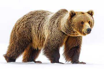 Fototapeta premium Grizzly Bear Walking In Snowy Winter Landscape