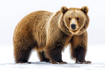Obraz premium Majestic Brown Bear Stands in Winter Snow