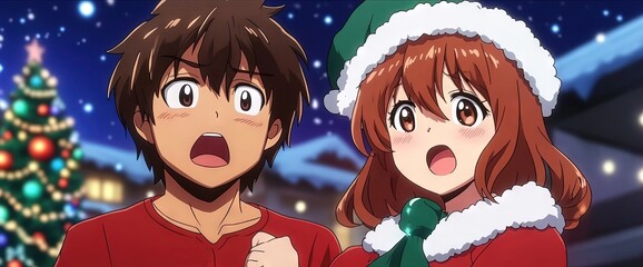 Fototapeta premium manga Christmas celebration