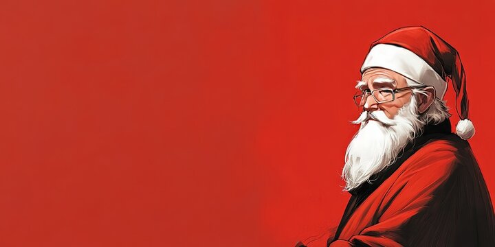 manga saint nicholas day solid background, blank middle, copy space 