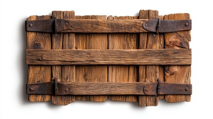 Fototapeta premium Rustic wooden window frame close-up, isolated on pure white background with clipping path, ideal for home renovation and interior design product ads