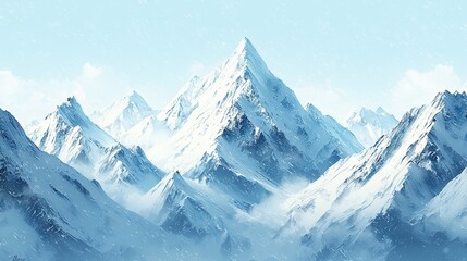 Obraz premium Relaxing snow-covered mountain peaks a breathtaking winter wonderland landscape view