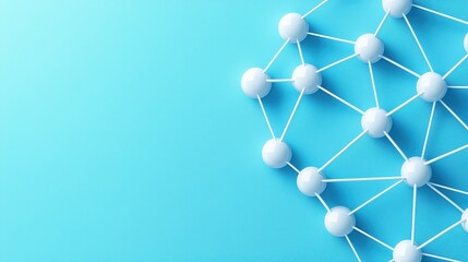 A blue background with a white network of balls