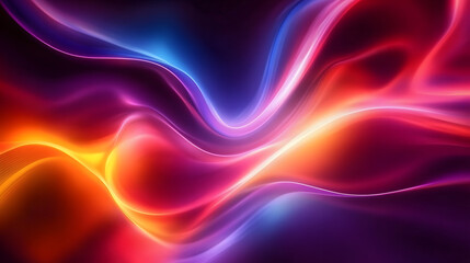 Obraz premium Neon illuminated dynamic sheets wallpaper. Abstract business background