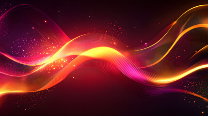 Obraz premium Neon illuminated dynamic sheets wallpaper. Abstract business background