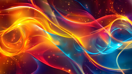 Fototapeta premium Neon illuminated dynamic sheets wallpaper. Abstract business background