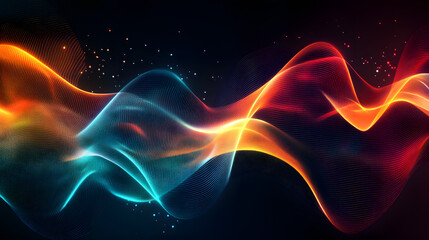 Fototapeta premium Neon illuminated dynamic sheets wallpaper. Abstract business background