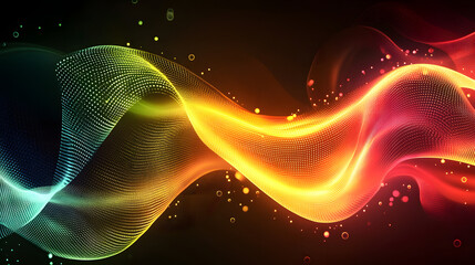 Fototapeta premium Neon illuminated dynamic sheets wallpaper. Abstract business background