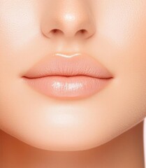Fototapeta premium Contrast of natural versus filtered skin on a woman s face, split down the center
