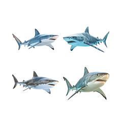 Fototapeta premium Realistic Shark Illustrations on Transparent Background