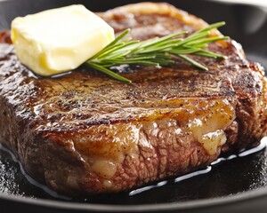 Sizzling steak preparation kitchen food cozy dining space close-up view culinary artistry for home chefs