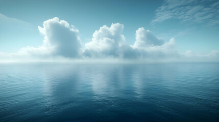 Obraz premium Calm Ocean Water with White Clouds Background
